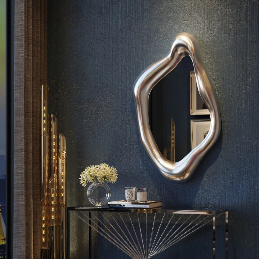 KARE Design Modern Hologram Silver Wall Mirror 119x76cm - Decorative Home & Office Mirror