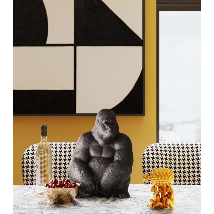 KARE Design Modern Black Gorilla Side Table - Sculptural Monkey Decor Figurine