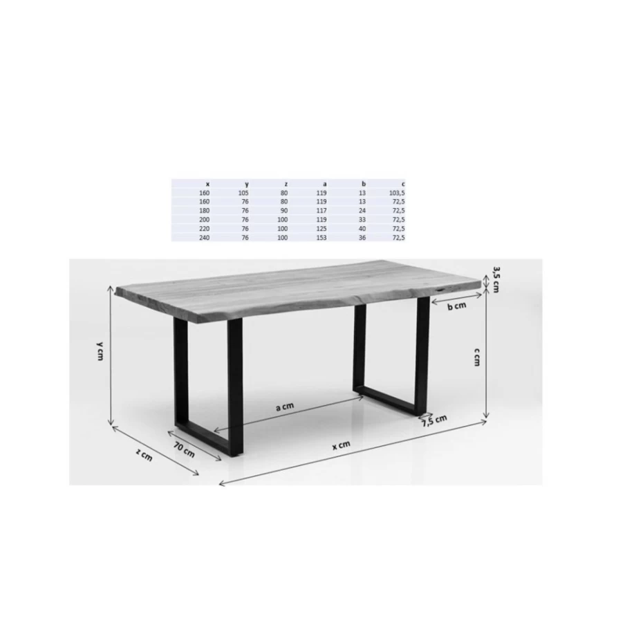 KARE Design Modern Oak Dining Table - 180x90cm Black Finish Symphony Collection