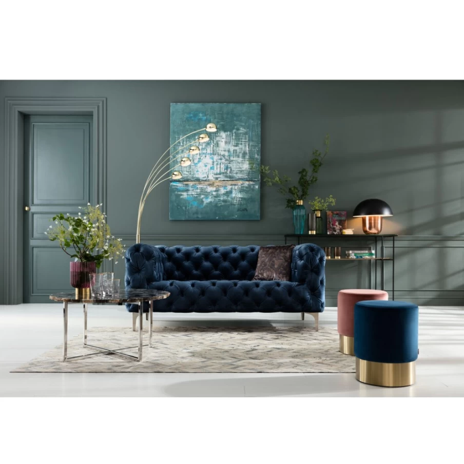 "KARE Design Velvet Blue 2-Seater Sofa Look Modern Luxury Lounge Chair"