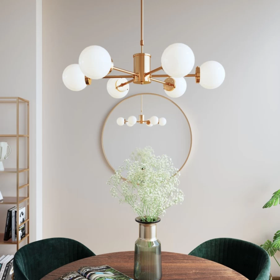 KARE Design Modern Gold Pendant Lamp - 70cm Heavenly Glow Ceiling Light for Dining Room