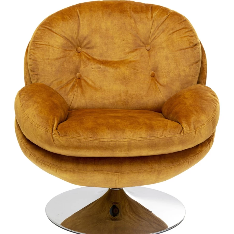 "KARE Design Swivel Armchair in Cosy Amber – Modern Rotating Lounge Chair"