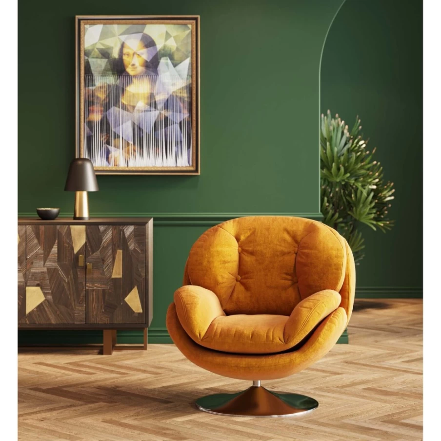 "KARE Design Swivel Armchair in Cosy Amber – Modern Rotating Lounge Chair"