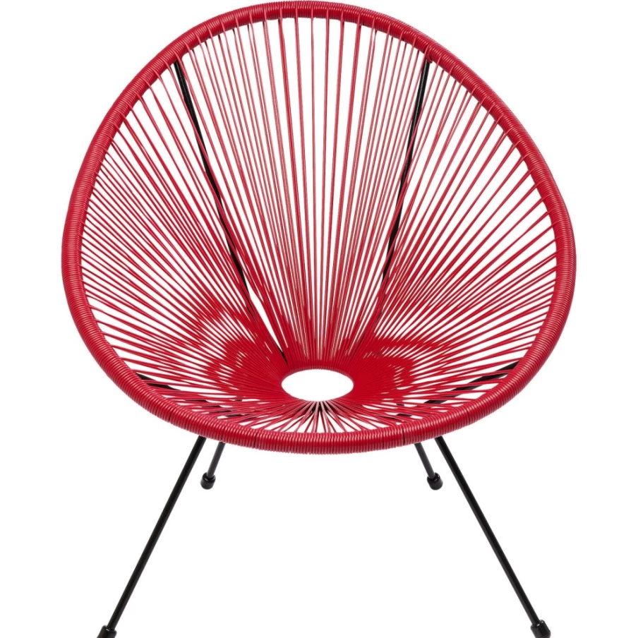 KARE Design Acapulco Cherry Red Modern Armchair - Mid-Century Inspired Lounge Chair
