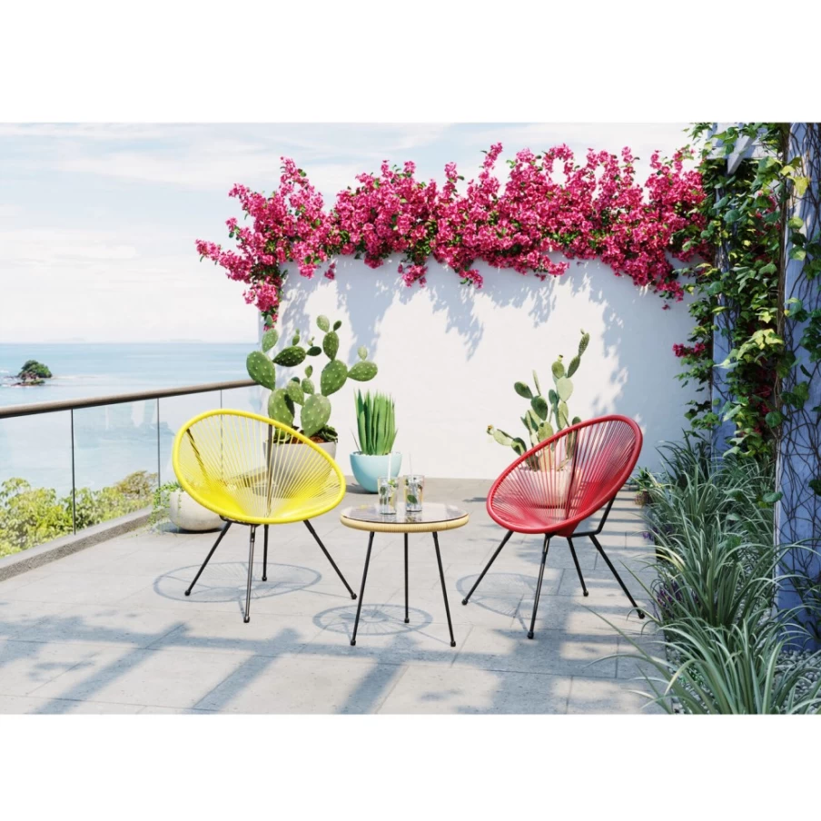 KARE Design Acapulco Cherry Red Modern Armchair - Mid-Century Inspired Lounge Chair