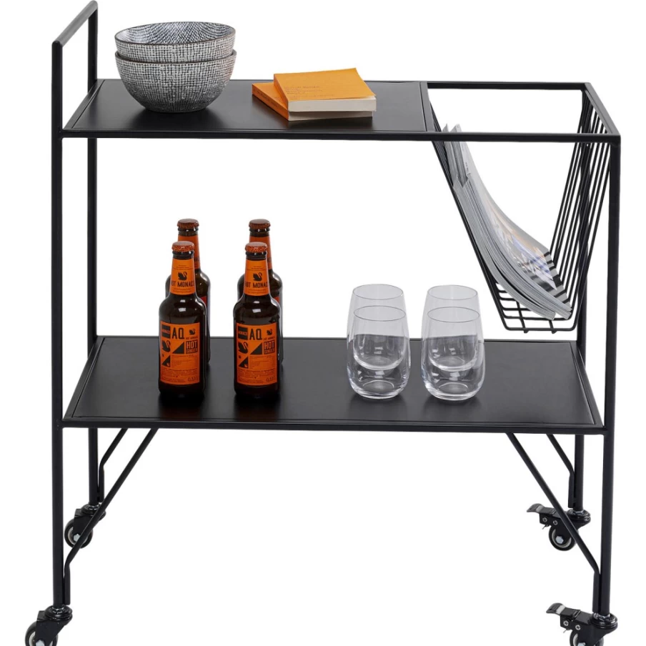 KARE Design Fenja Mobile Bar Cart with Wheels - Stylish Rolling Drink Trolley for Home & Party