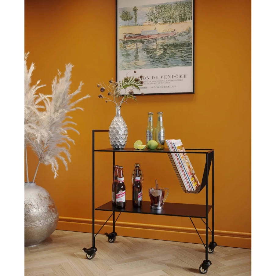 KARE Design Fenja Mobile Bar Cart with Wheels - Stylish Rolling Drink Trolley for Home & Party