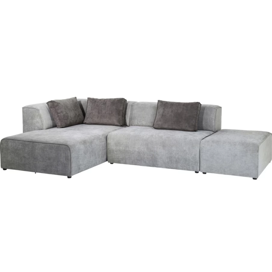 KARE Design Modern Left-Facing Corner Sofa with Ottomane in Grey - Infinity Series