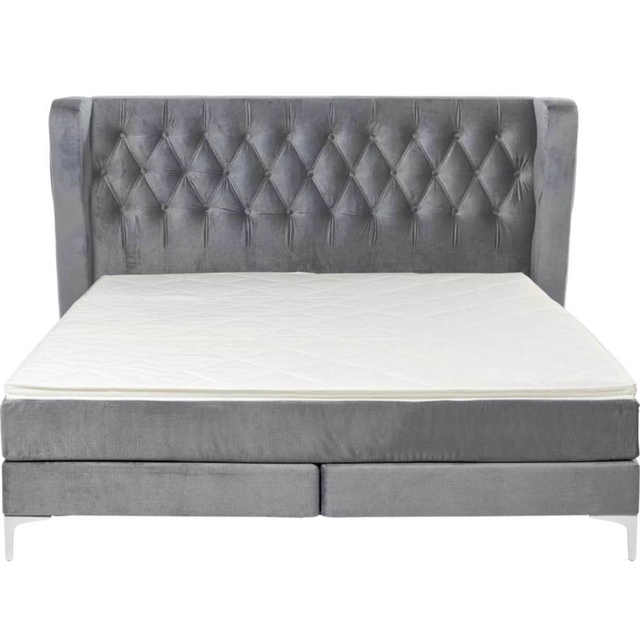 KARE Design Benito Boxspring Bed with Moon Grey Upholstery, 160x200 cm, Modern Luxury Bed Frame