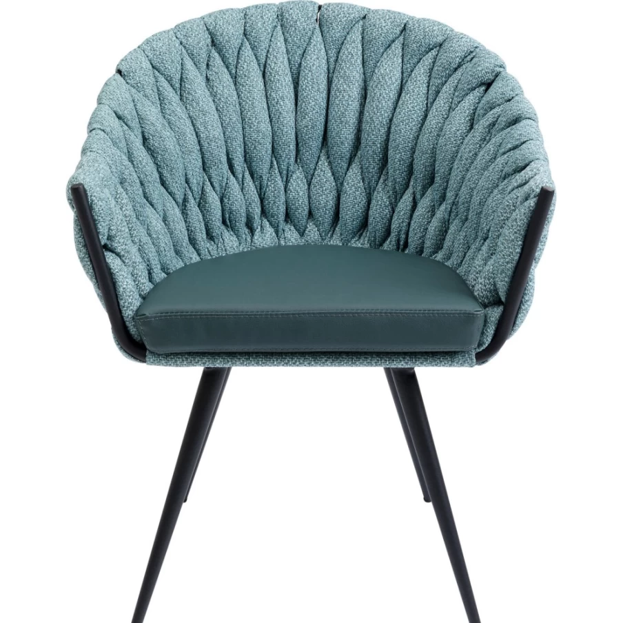 "KARE Design Modern Armchair With Knot Detailing In Blue-Green – Stylish Comfort For Your Home"