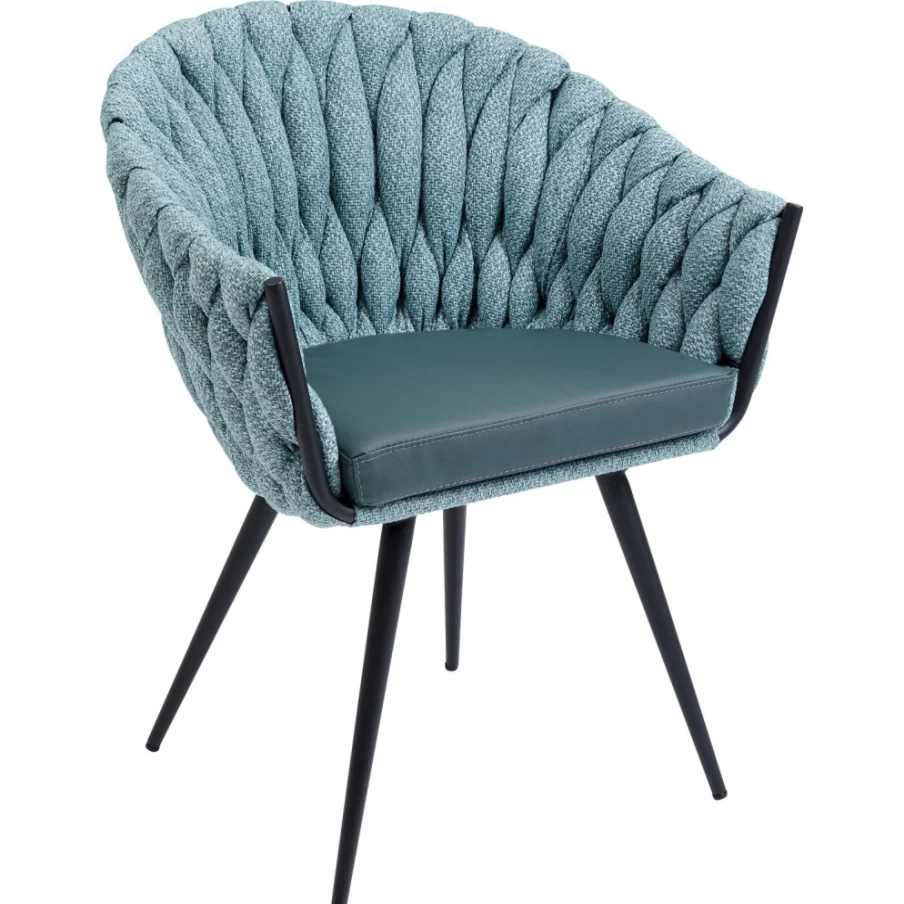"KARE Design Modern Armchair With Knot Detailing In Blue-Green – Stylish Comfort For Your Home"