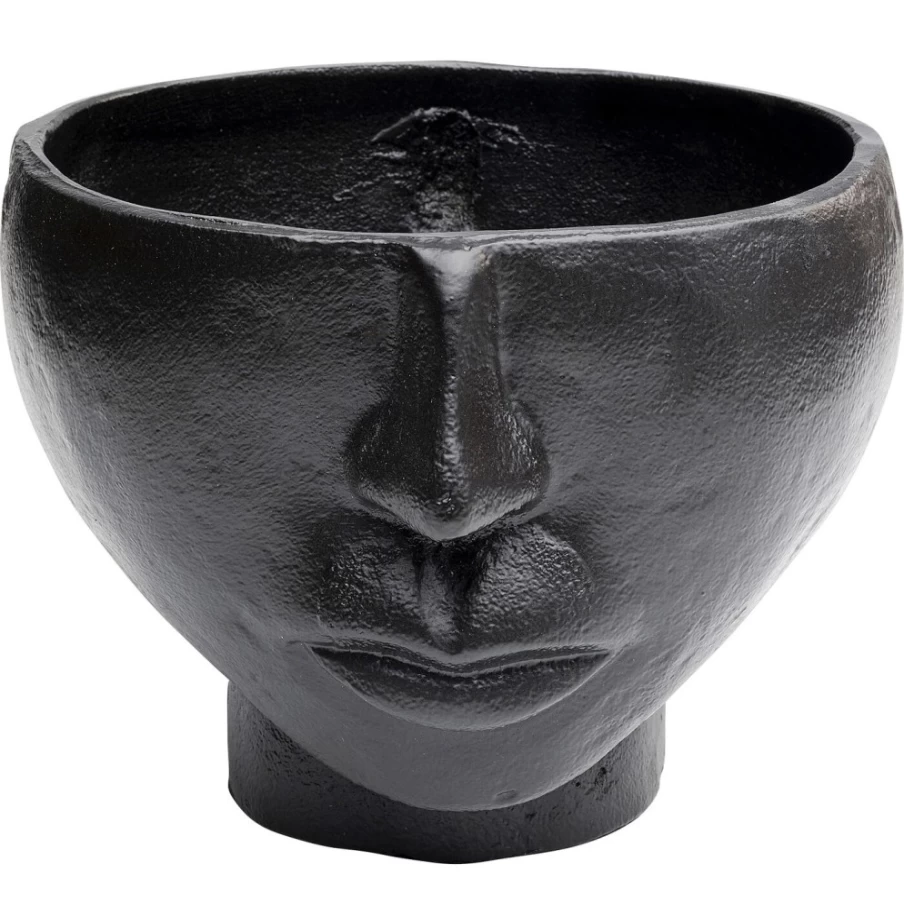 "KARE Design Modern Half Face Vase - 23cm Tall Black Ceramic Sculptural Decor"