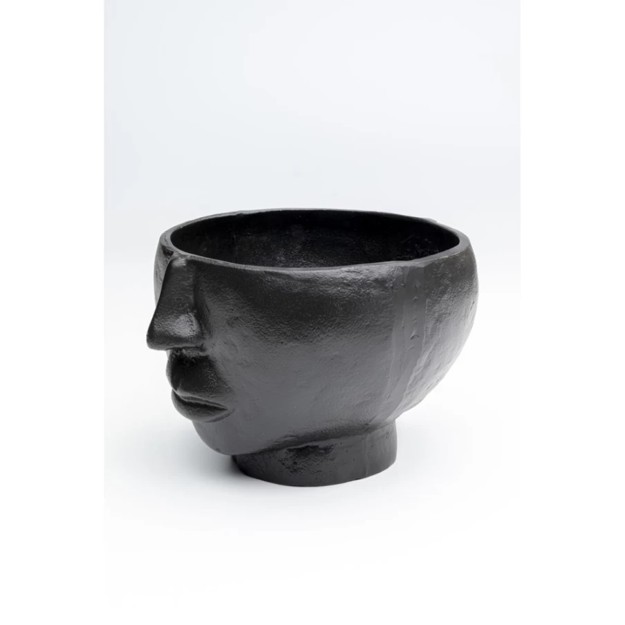 "KARE Design Modern Half Face Vase - 23cm Tall Black Ceramic Sculptural Decor"