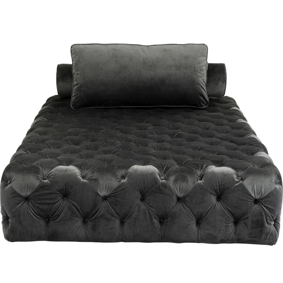 "KARE Design Velvet Grey Button Tufted Lounger Chair – Luxurious Lounge Furniture"
