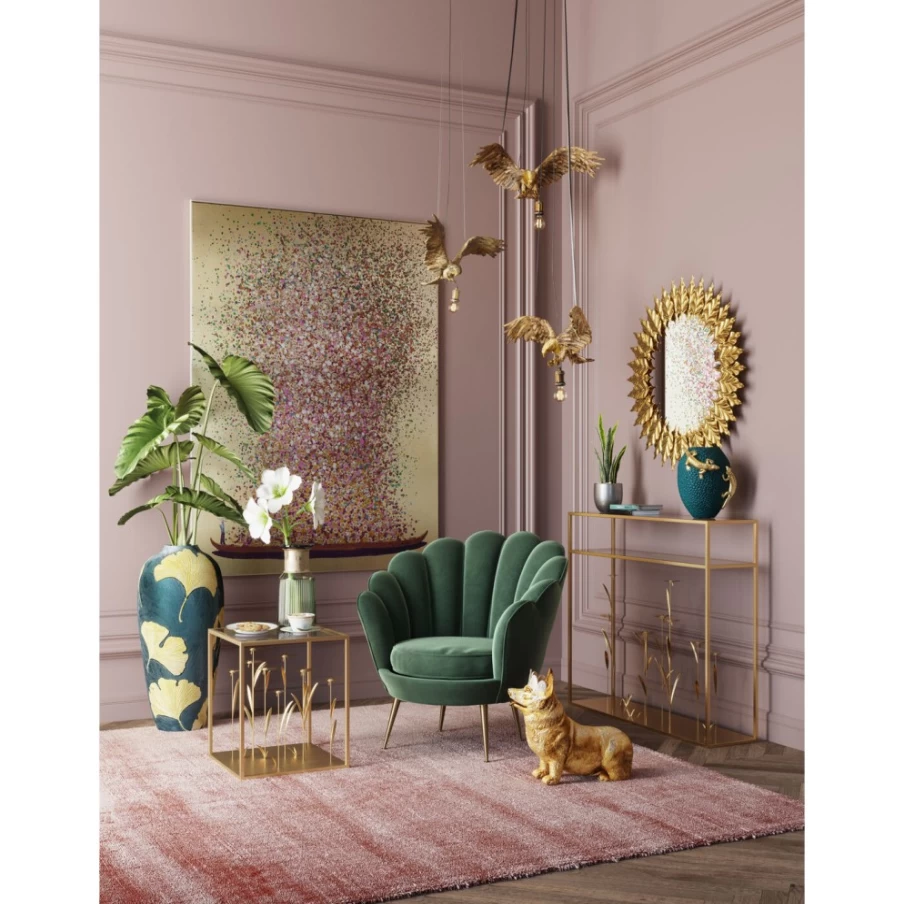 KARE Design Gold Pink Floral Boat Picture Wall Art 120x160cm Hand-Touched Decor