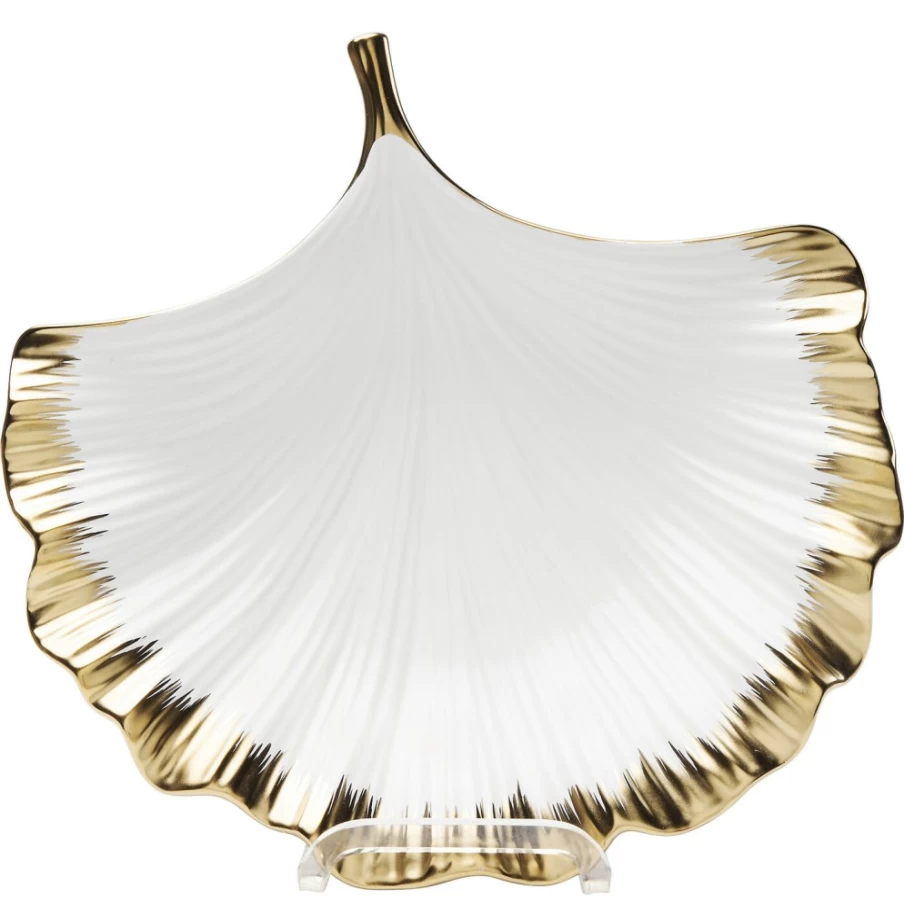 "KARE Design Modern Ginkgo Leaf Pattern Decorative Bowl - Elegant Rim Serving Dish"