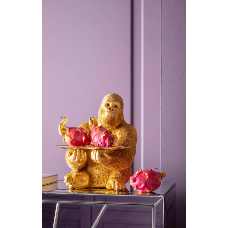 KARE Design Modern Gorilla Butler Statue - 37cm Tall Decorative Figurine for Home & Office