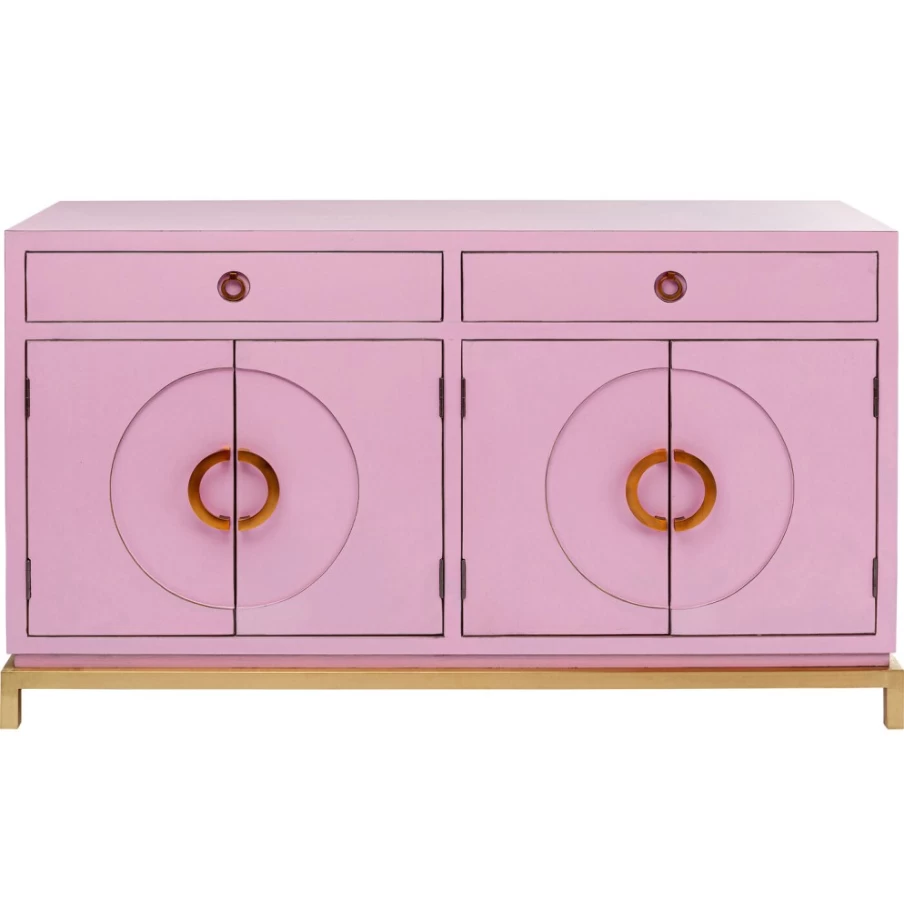 KARE Design Modern Pink Sideboard with Storage - Stylish Disk-Shaped Cabinet for Living Room