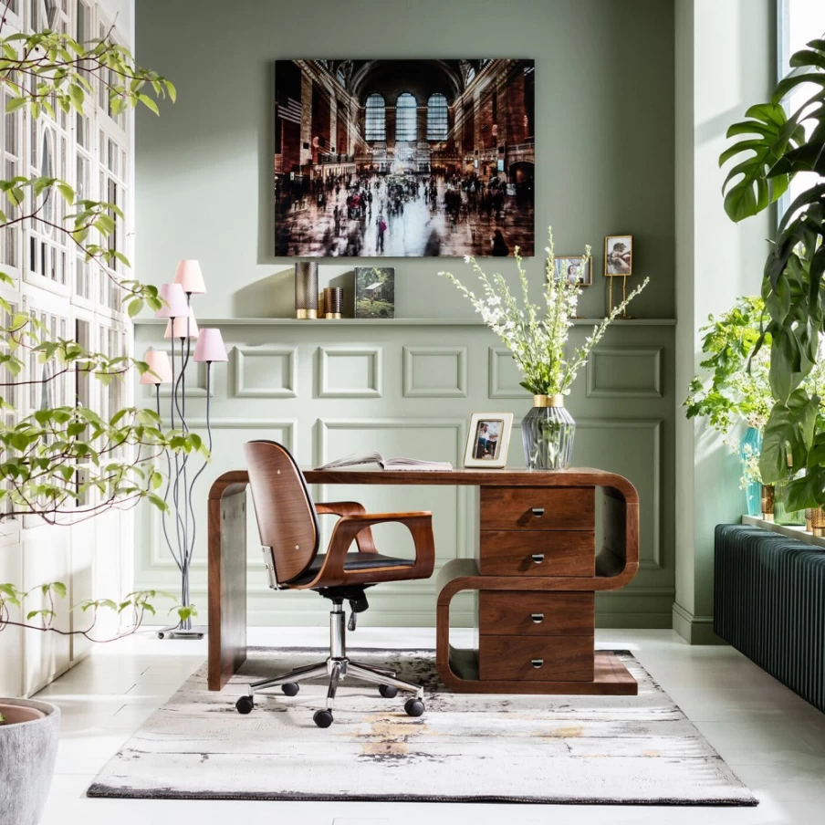 "KARE Design Modern Office Chair in Walnut Finish – Patron Series Ergonomic Executive Desk Chair"