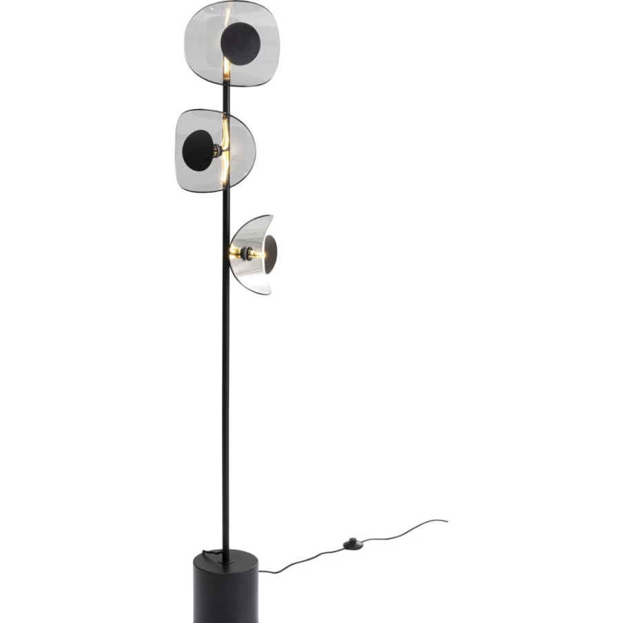KARE Design Mariposa Modern Black Smoke Floor Lamp - 160cm Height Adjustable Standing Light for Living Room