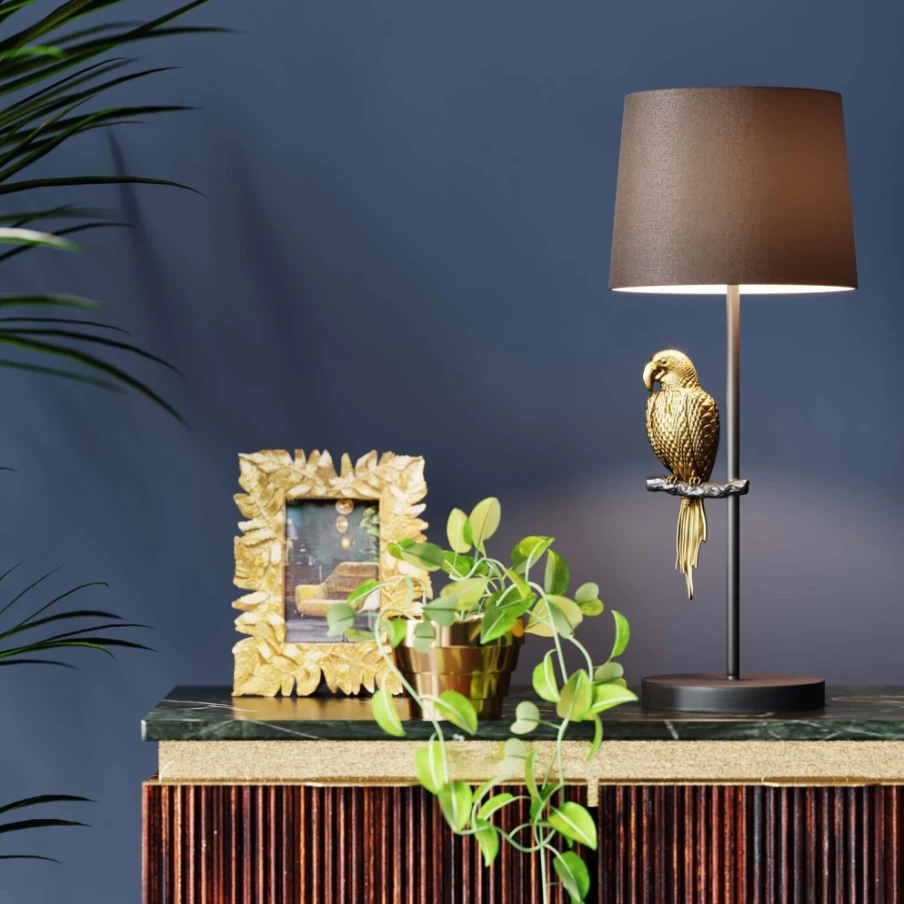 KARE Design Modern Gold Parrot Table Lamp - 56cm Animal-Themed Decorative Lighting