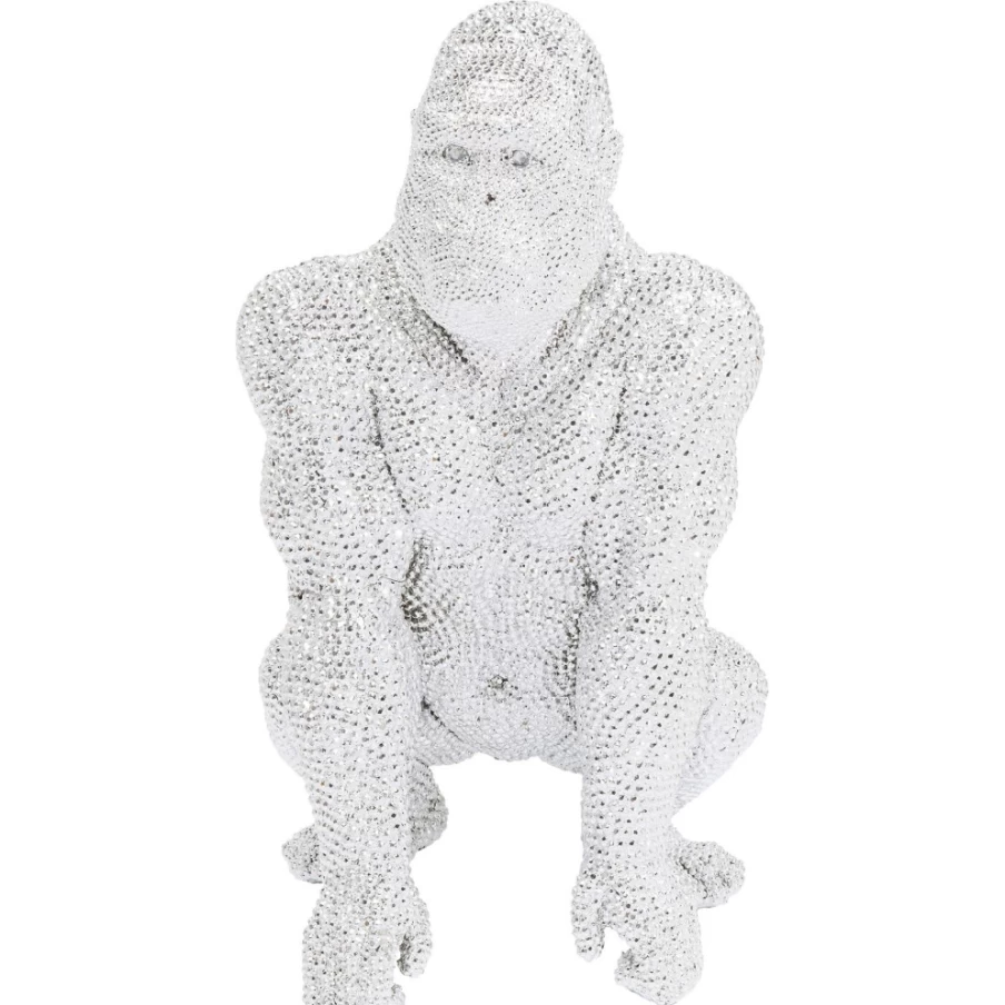 KARE Design Modern Shiny Silver Gorilla Statue - 80cm Tall Decorative Figurine for Home & Office