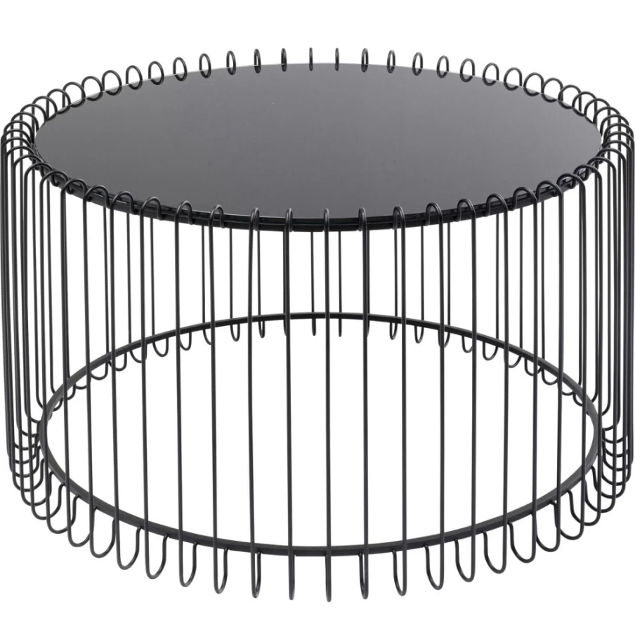 KARE Design Modern Wire Coffee Table - 60cm Oval Living Room Center Table, Industrial Style Metal Frame