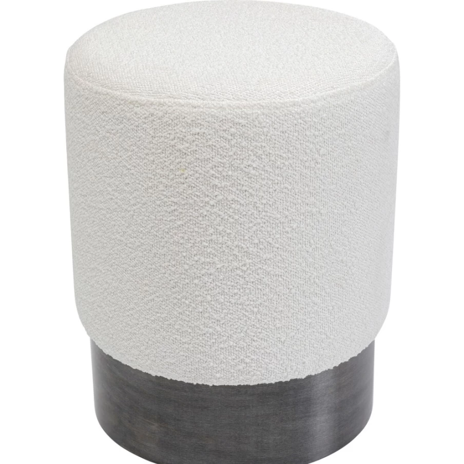 KARE Design Modern Boucle Bar Stool with Cherry Wood Legs - Cream Fabric, 35cm Height, Smoke Finish