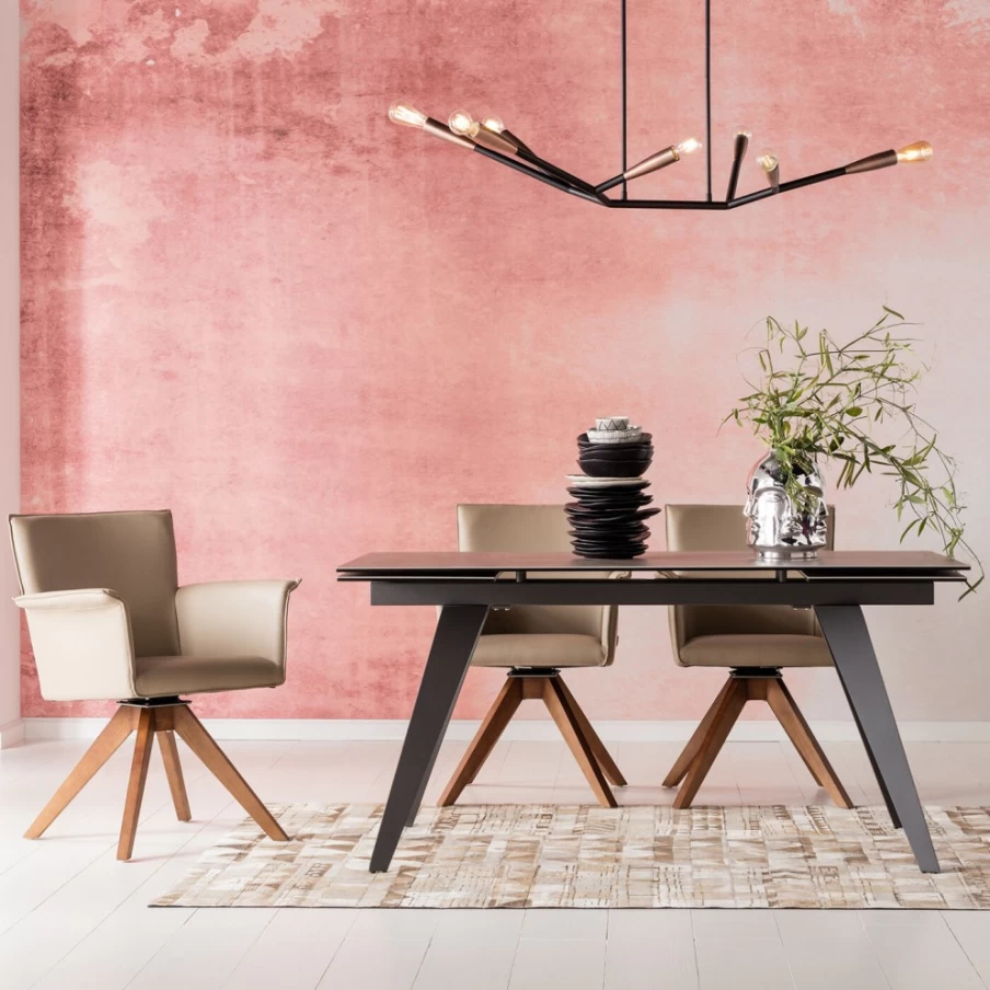 KARE Design Amsterdam Dark Extension Dining Table 160x90cm (40+40) Adjustable Size Modern Kitchen Furniture