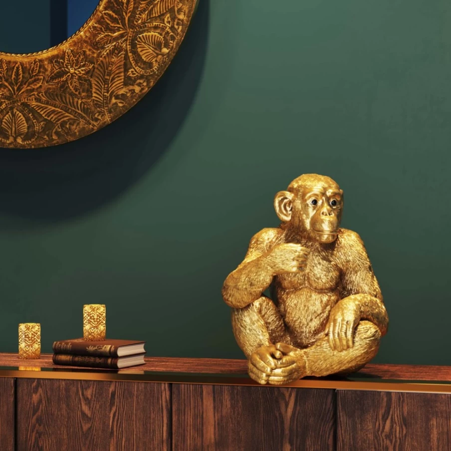 KARE Design Modern Gold Baby Ape Sculpture 53cm Home Decor Statue