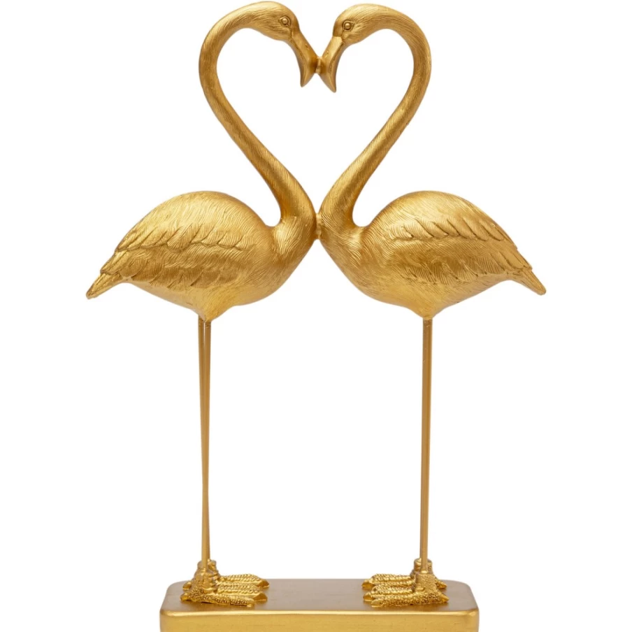 KARE Design Gold Flamingo Love Decor Figurine - 39cm Modern Home Decoration Statue