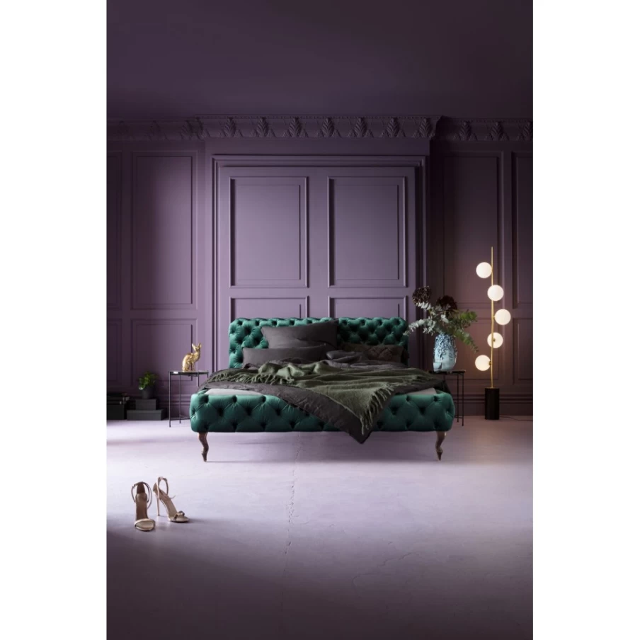 KARE Design Velvet Green Bed Frame 160x200 cm - Luxurious Bed Desire Collection