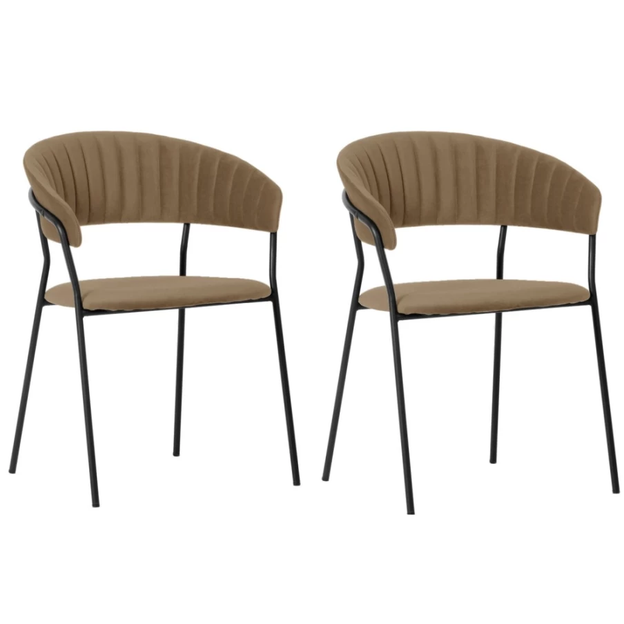 "KARE Design Belle Brown Armchair Set of 2 - Modern Lounge Chairs with Armrests"