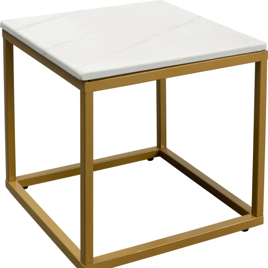 KARE Design Modern Side Table in Key West Gold Finish - 40x40cm Small Accent Table for Living Room or Bedroom