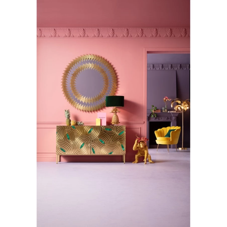 KARE Design Modern Gold Sun Mirror O132Cm - Decorative Round Wall Mirror for Home Decor
