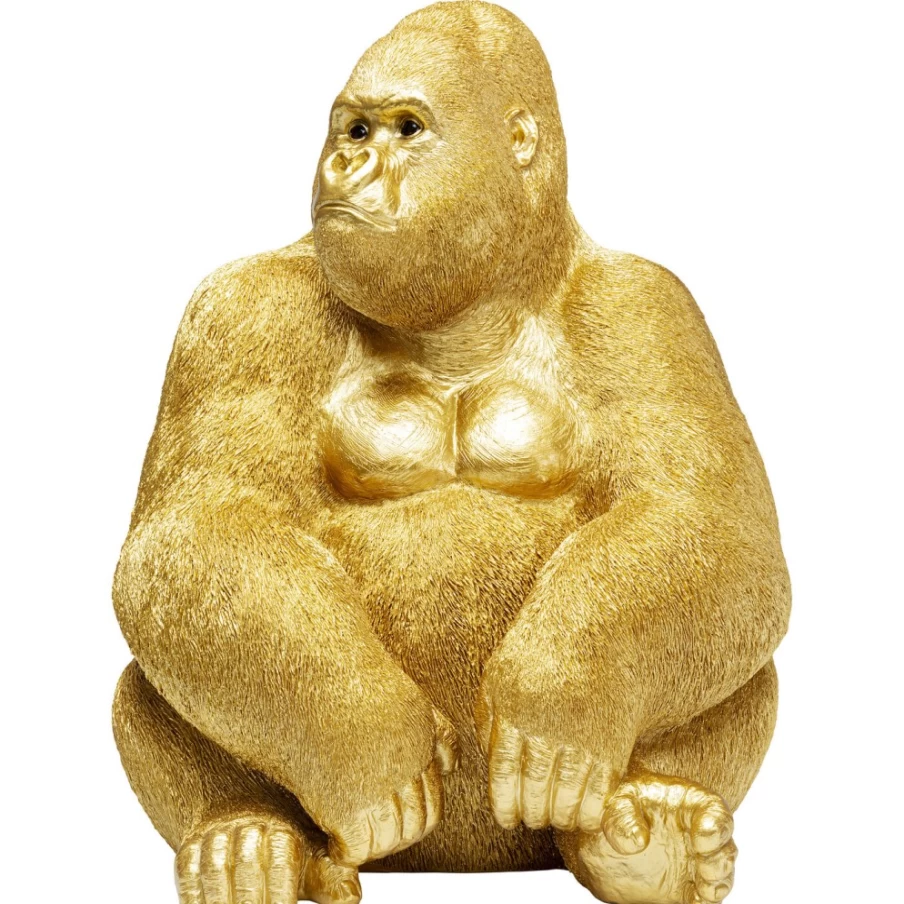 KARE Design XL Gold Gorilla Monkey Decorative Figurine - 76cm Modern Home Statue