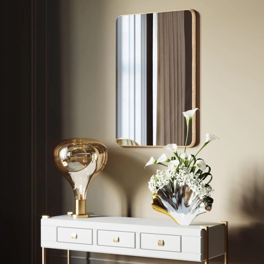 KARE Design Modern Gold Square Wall Mirror - Jetset Style 94x64cm Home Decor
