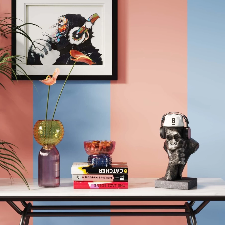 KARE Design Modern Gorilla Head Sculpture - 49Cm Tall Deco Object for Home Decor