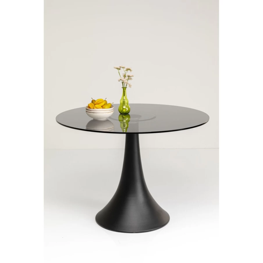 KARE Design Grande Possibilita Smoke Glass Dining Table 110cm Modern Round Kitchen Table