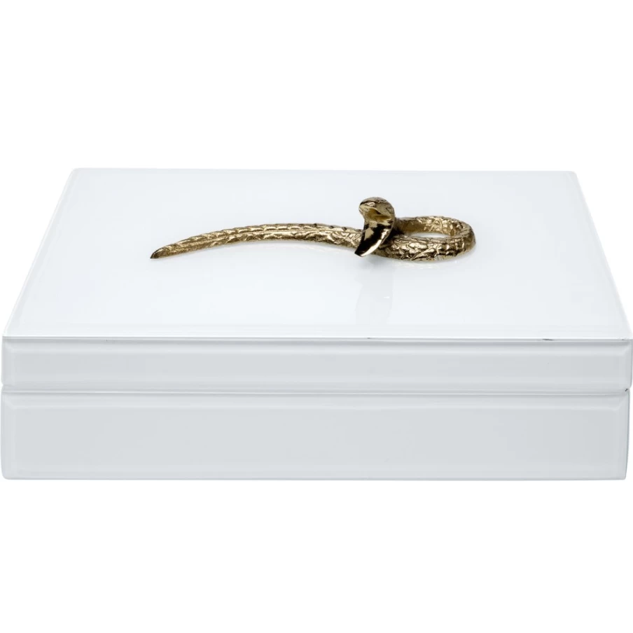 KARE Design White Box Snake Bite Decorative Storage Box 28x7cm Modern Home Decor