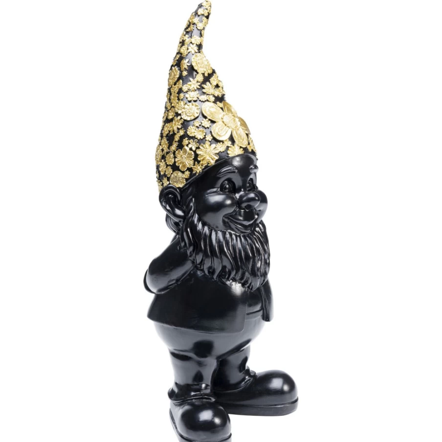 KARE Design Modern Black Gold Garden Gnome Statue - 30cm Tall Deco Figurine for Home & Outdoor Decor