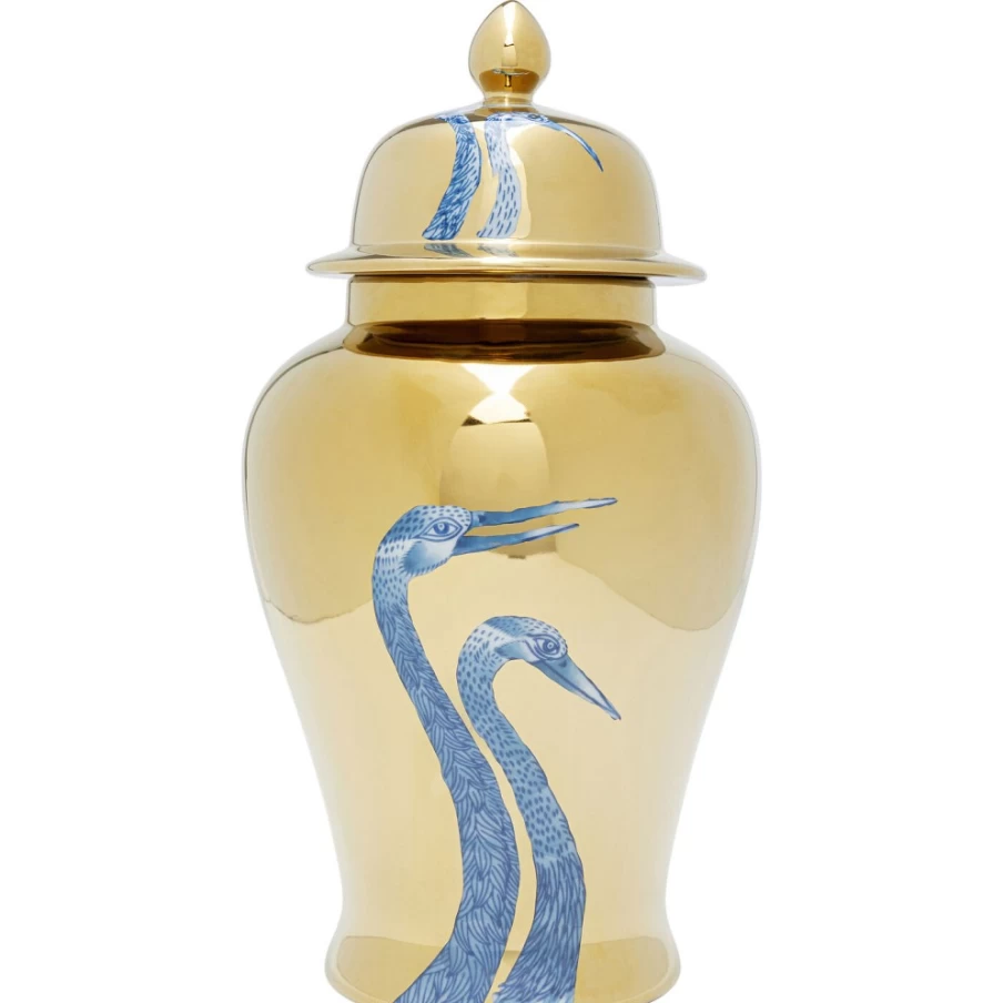 KARE Design Modern Deco Jar with Dancing Cranes Sculpture - 40cm Home Decor Ceramic Vase