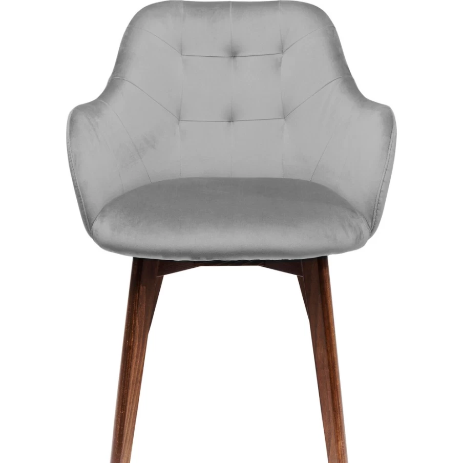 "KARE Design Velvet Grey Armchair With Armrests - Luxurious Dark Lady Chair For Elegant Interiors"