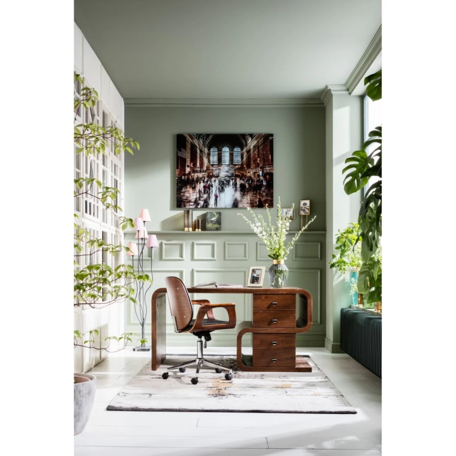 KARE Design Modern Walnut Desk with Soft Snake Pattern 150x70cm Home Office Furniture