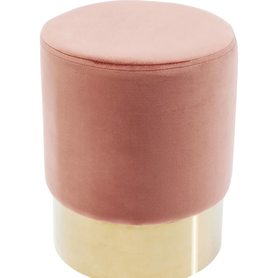 KARE Design Modern Cherry Mauve Stool with Brass Legs 35cm Height
