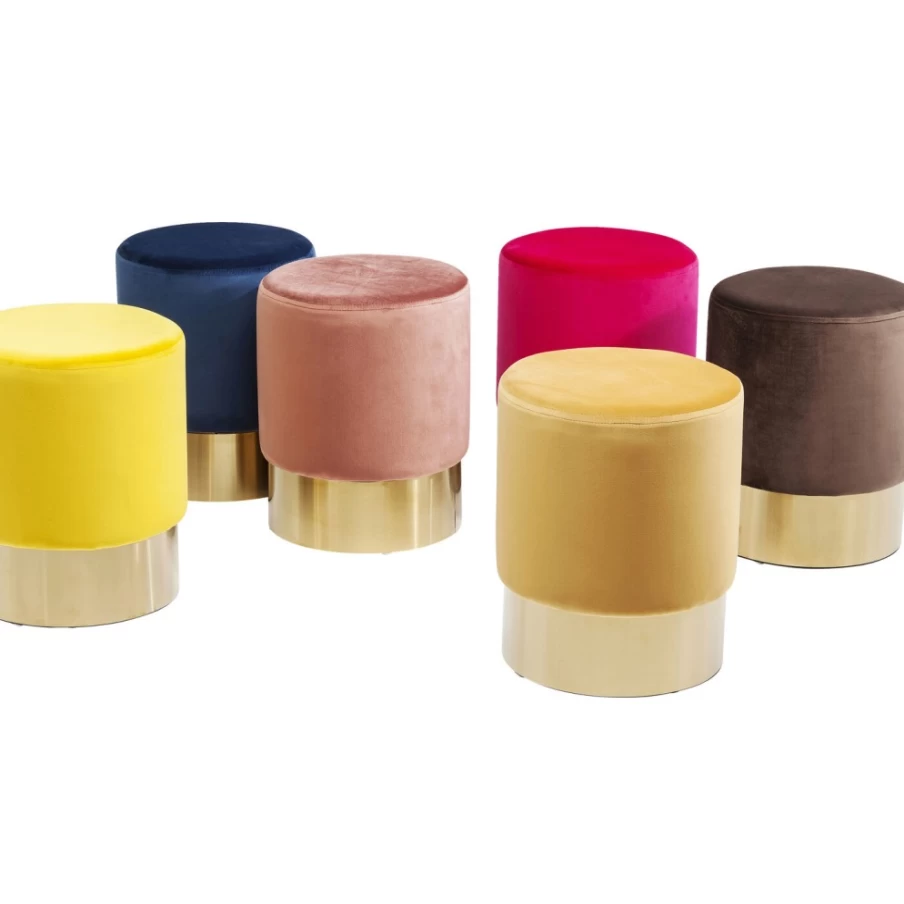 KARE Design Modern Cherry Mauve Stool with Brass Legs 35cm Height