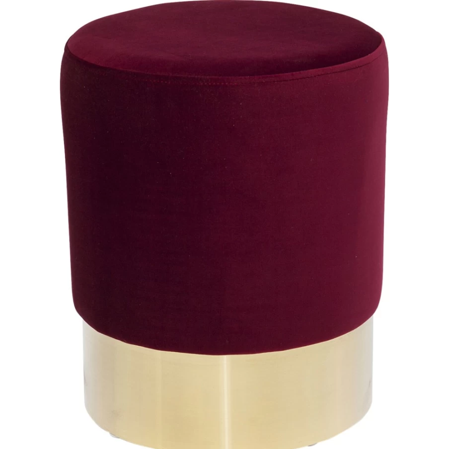 KARE Design Modern Cherry Red Bar Stool with Brass Base - 35cm Height