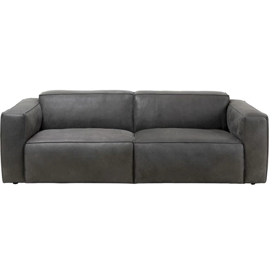"KARE Design Henry 3-Seater Grey Leather Sofa | Modern Luxury Furniture"