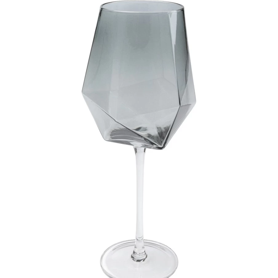 KARE Design Diamond Smoke Wine Glasses - Elegant Crystal Clear Drinking Glasses for Champagne and Cocktails