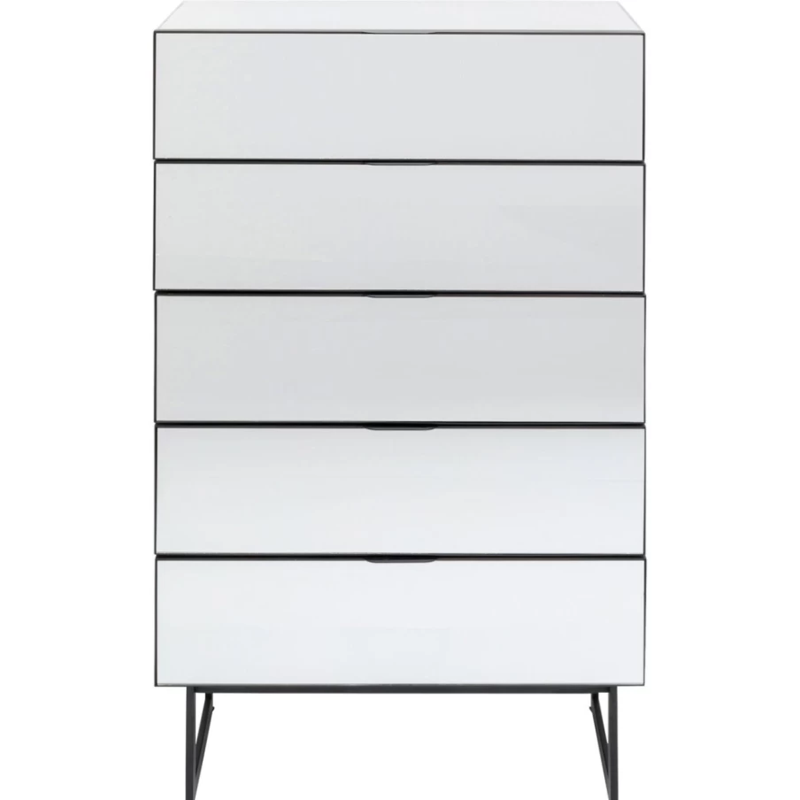 KARE Design Soran 5-Drawer Black Dresser - 65x114cm Modern Chest of Drawers for Bedroom Storage